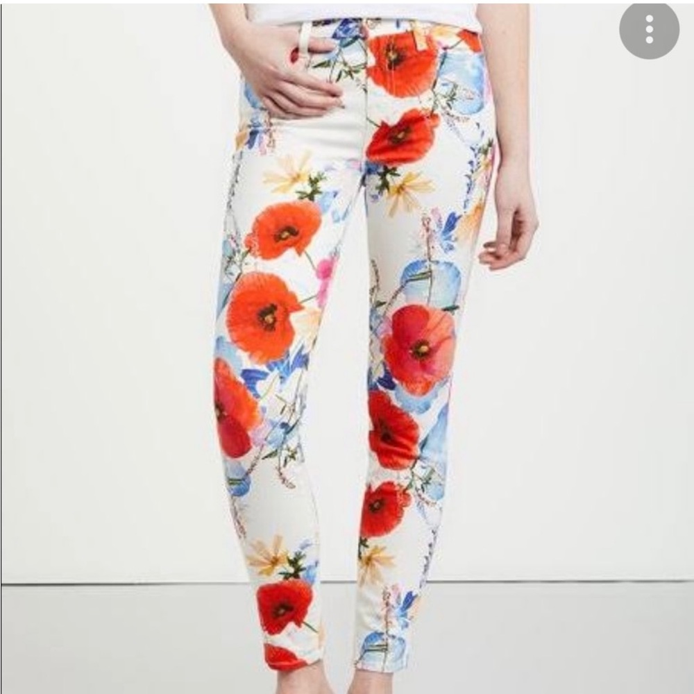 7 For All Man Kind Floral Skinny Jeans